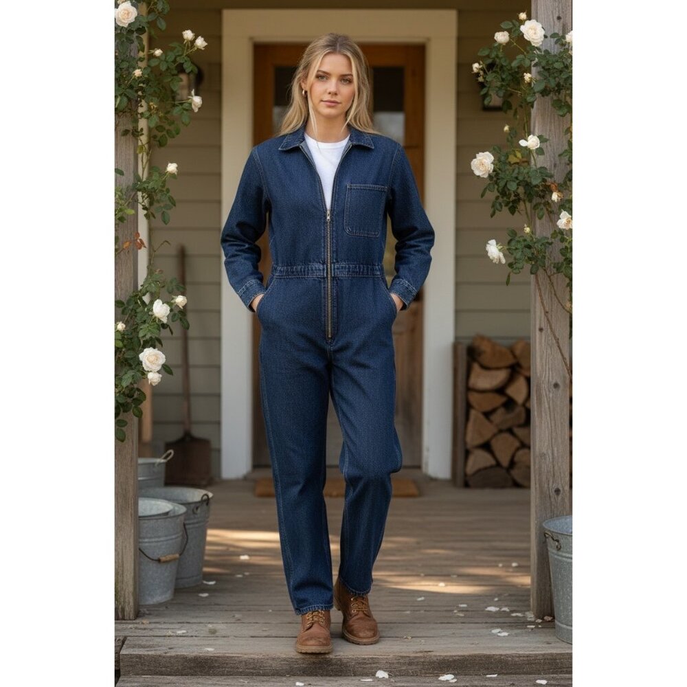 Heirloom Amalgam Denim Workchore Coverall Overall XS Utility Workwear Flare